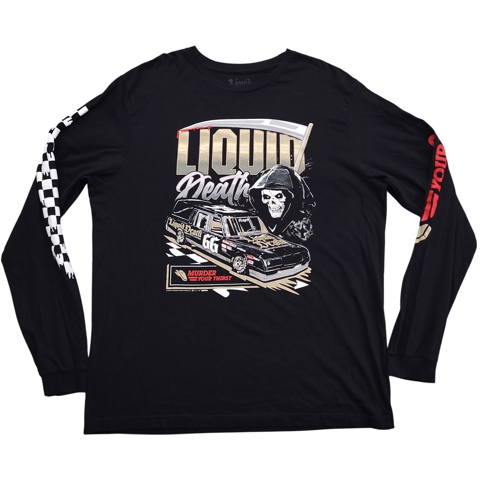 Liquid Death Shirt Mens 2XL Black Hell Wagon Racing Grim Reaper Limited Edition